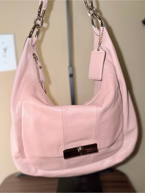 Coach Handbags - Coach 16787 Soft Pale Pink Leather Shoulder Bag with Chain Detail